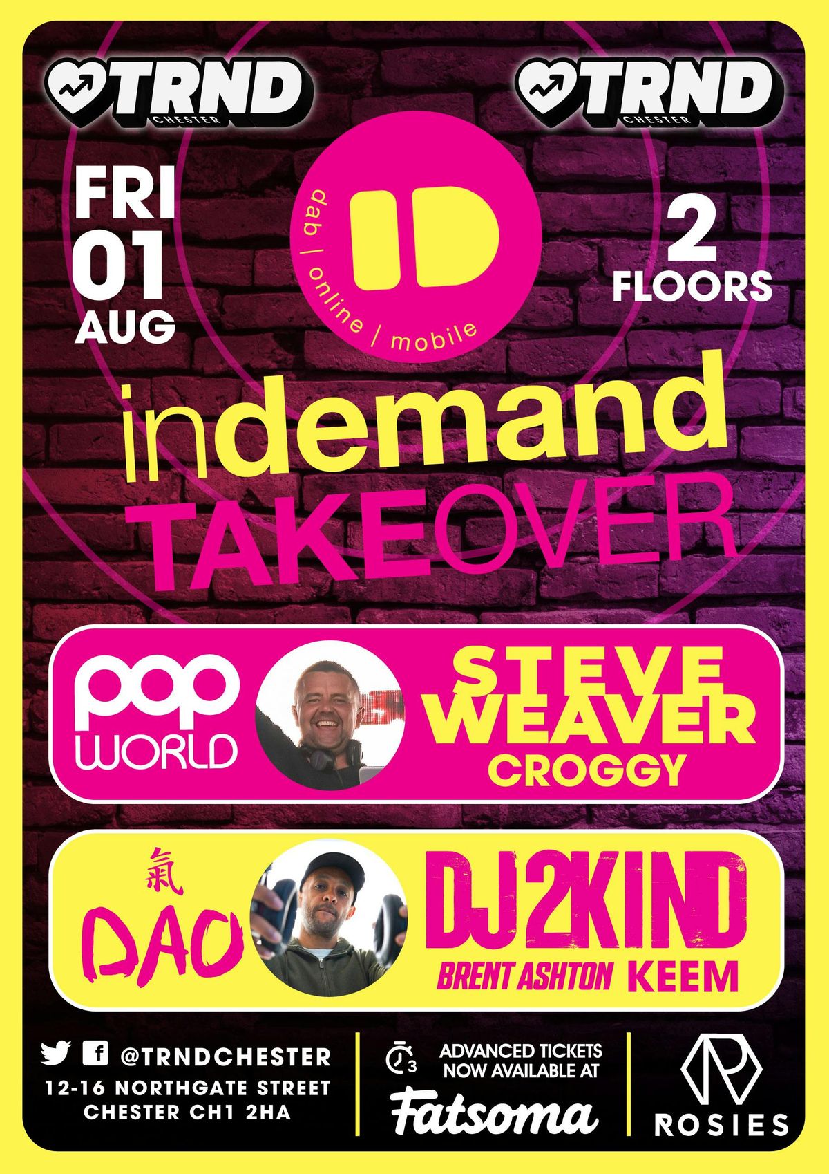 IN DEMAND TAKEOVER @ ROSIES, 1 August | Event in Chester | AllEvents