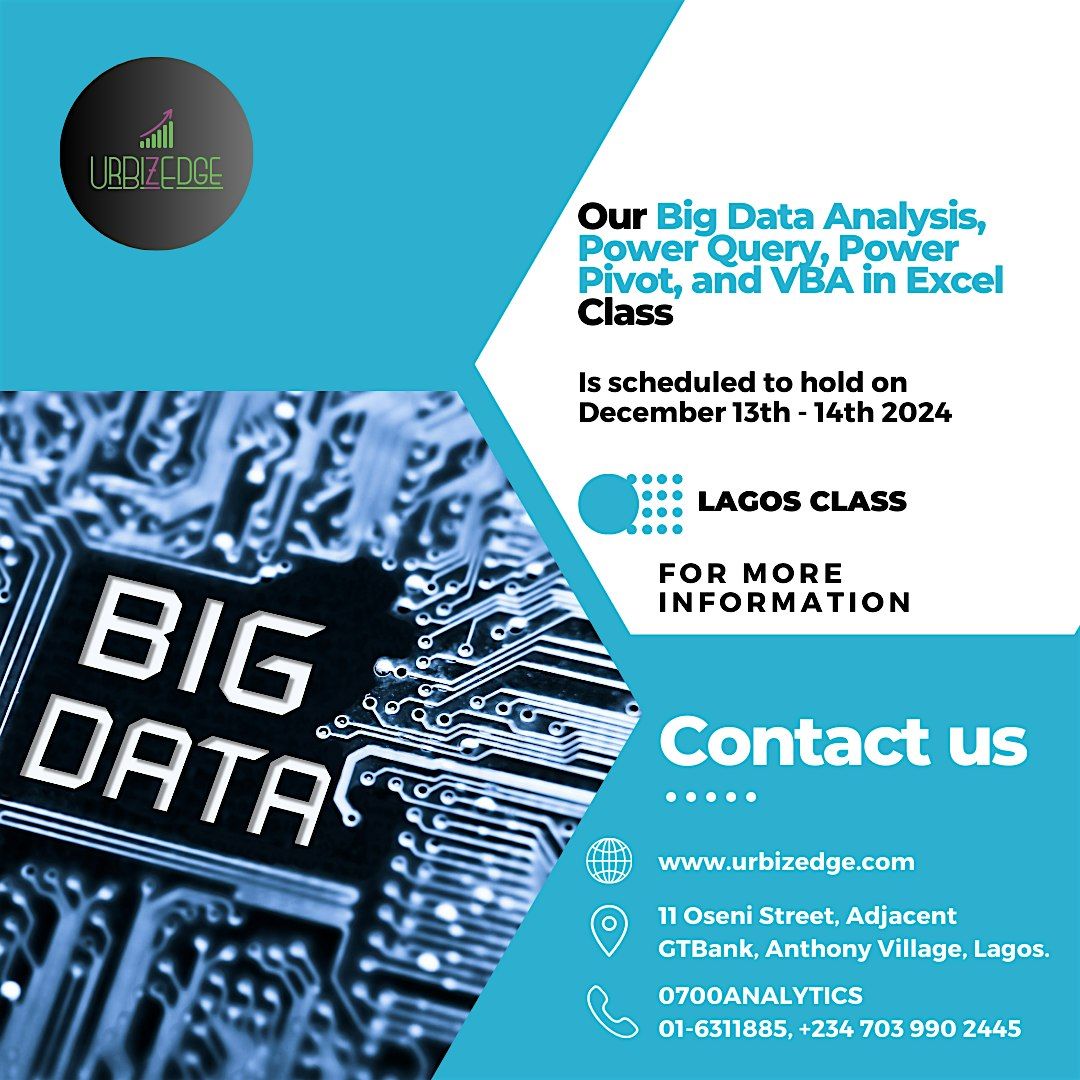 Big Data Analysis, Power Query, Power Pivot and VBA in Excel, 28 August | Event in Anthony | AllEvents