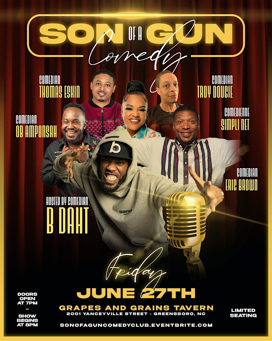 "Son of a Gun! Comedy" Hosted by B DAHT, 27 June | Event in Greensboro | AllEvents