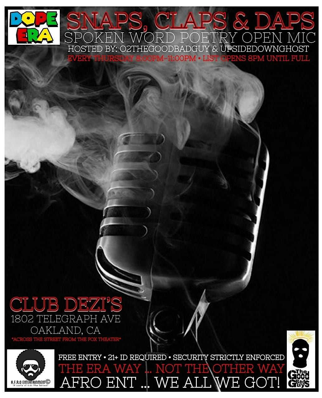 SNAPS, DAPS & CLAPS Spoken Word Poetry Open Mic! | Event in Oakland | AllEvents