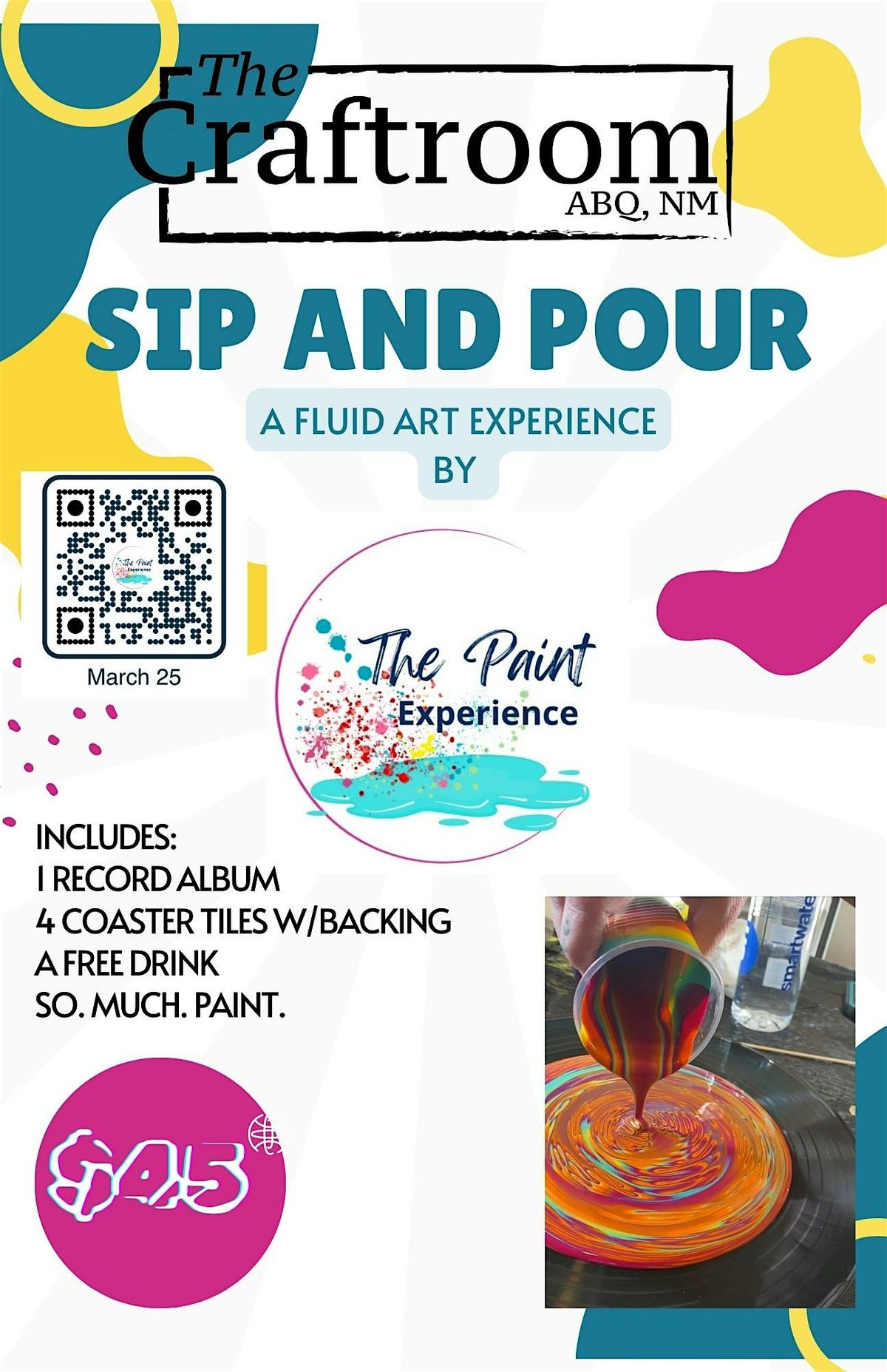 Sip and Pour at The Craftroom A Fluid Art Event by The Paint