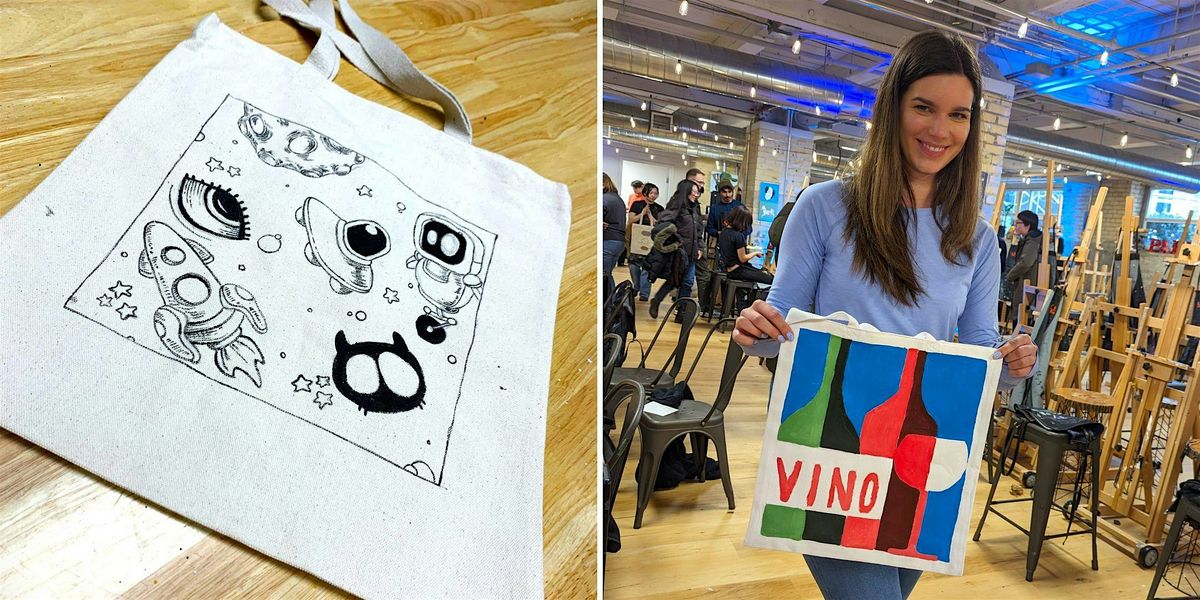 Crafty Canvas Creations Tote Bag Paint Party at Paint Cabin, Paint