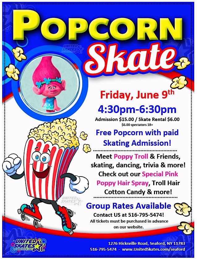 Popcorn with Poppy, United Skates of America Roller Skating Massapequa