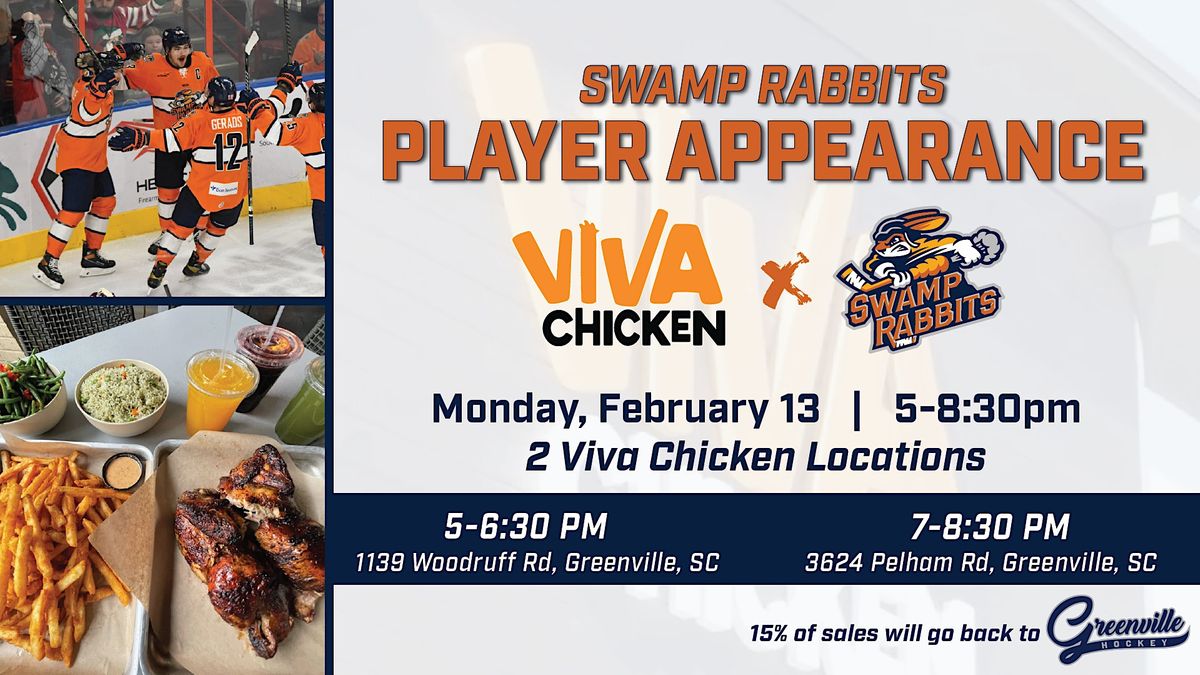 Greenville Swamp Rabbits Hockey Appearance Viva Chicken, 1139