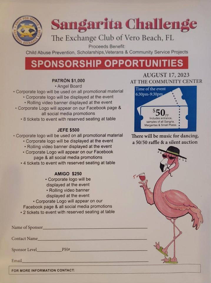 2nd Annual Sangarita Challenge The Vero Beach Community Center 2nd Annual Sangarita Challenge The Vero Beach Community Center