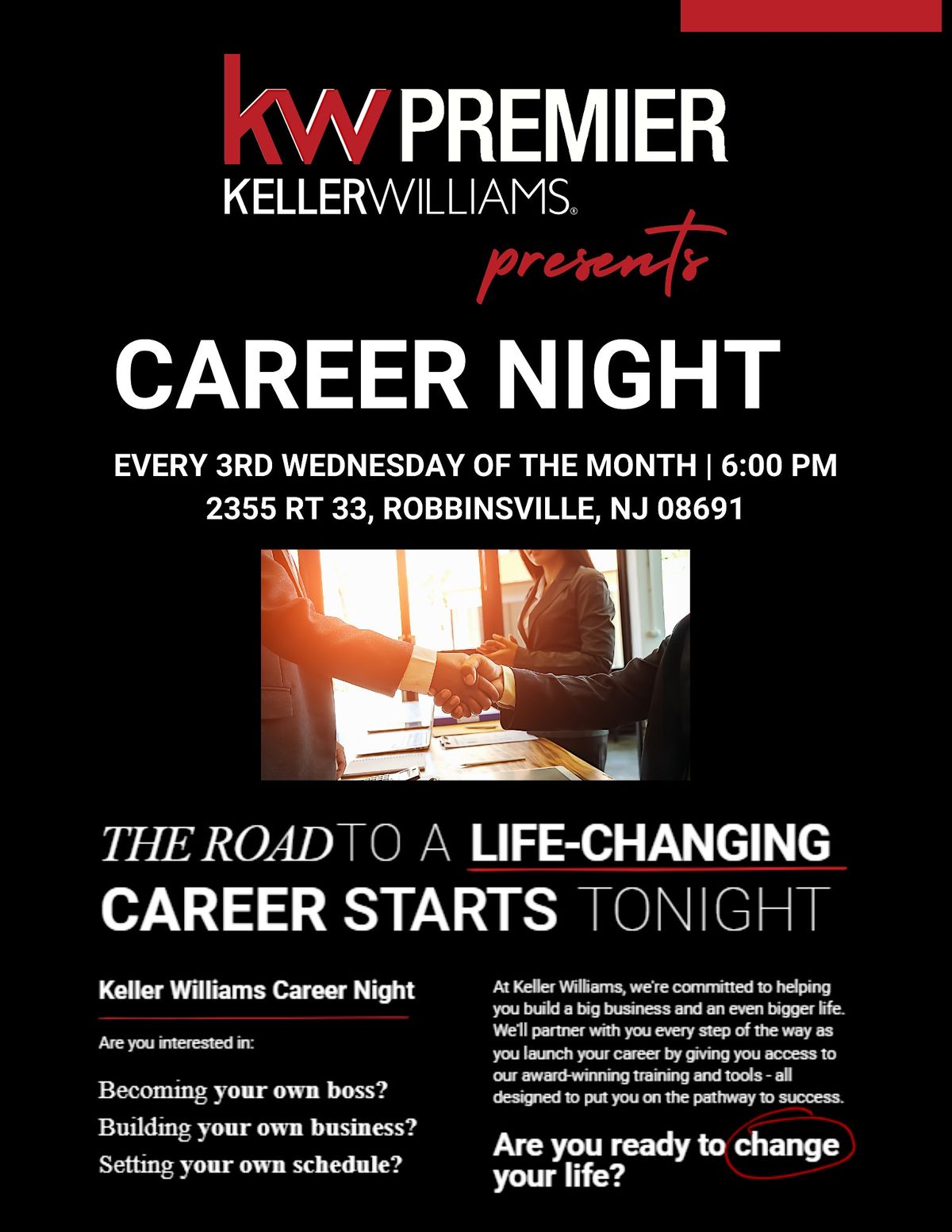 Keller Williams Premier Career Night, 2355 NJ33, Robbinsville Township