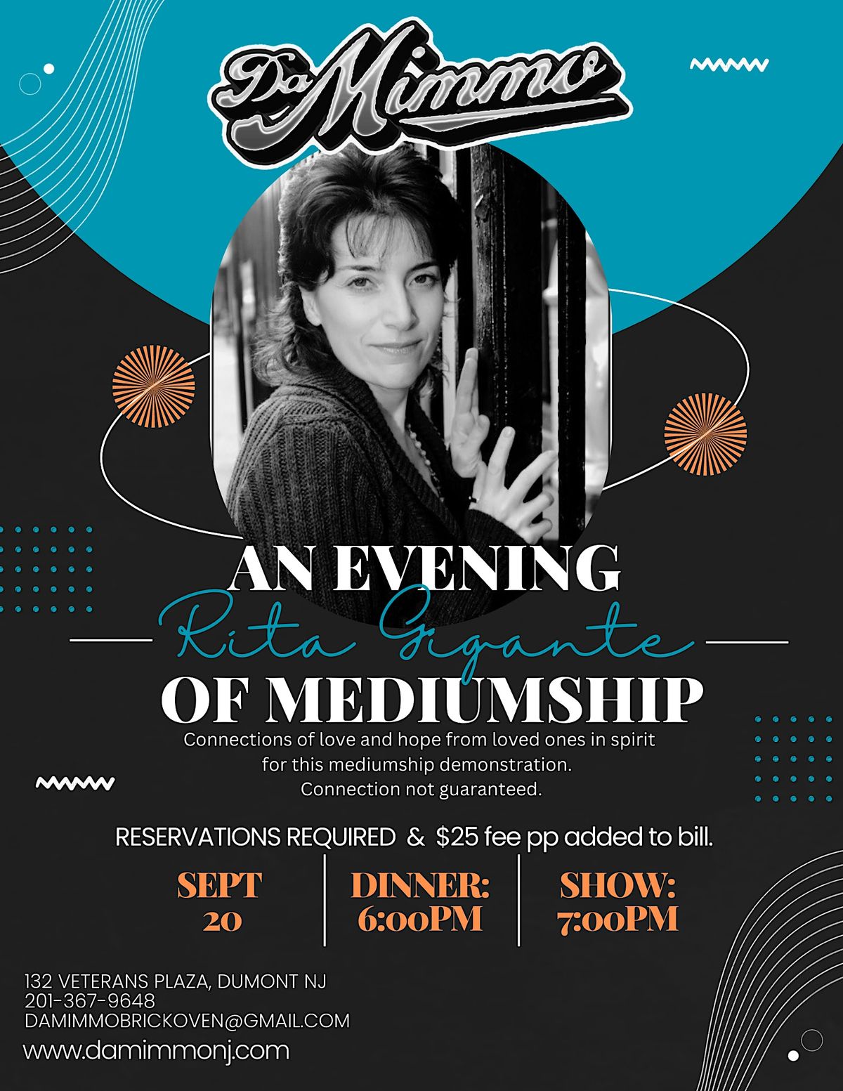 Dinner & Mediumship of Rita Gigante, Da Mimmo, Dumont, 20 September