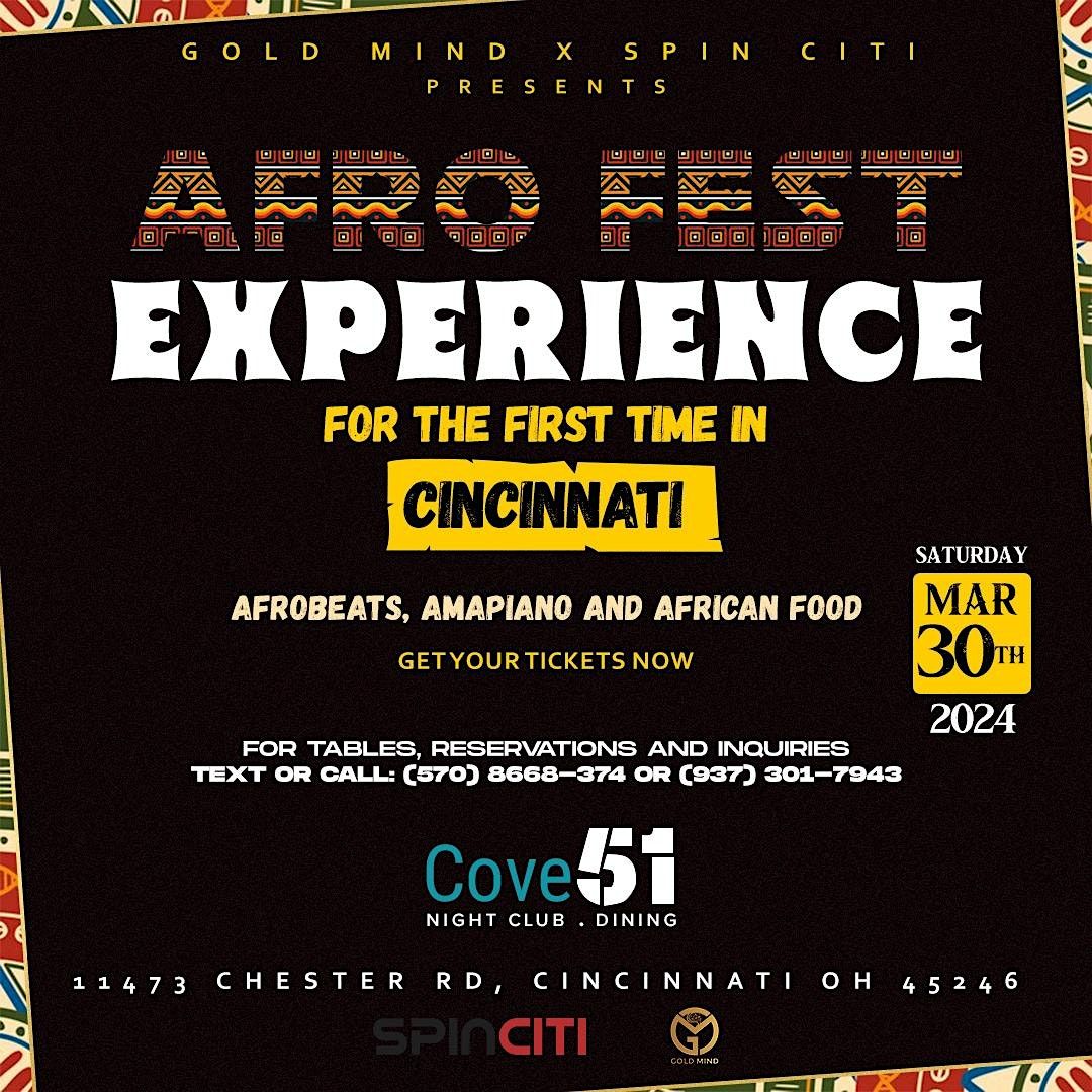 AFRO FEST EXPERIENCE, Cove 51, Cincinnati, March 30 to March 31