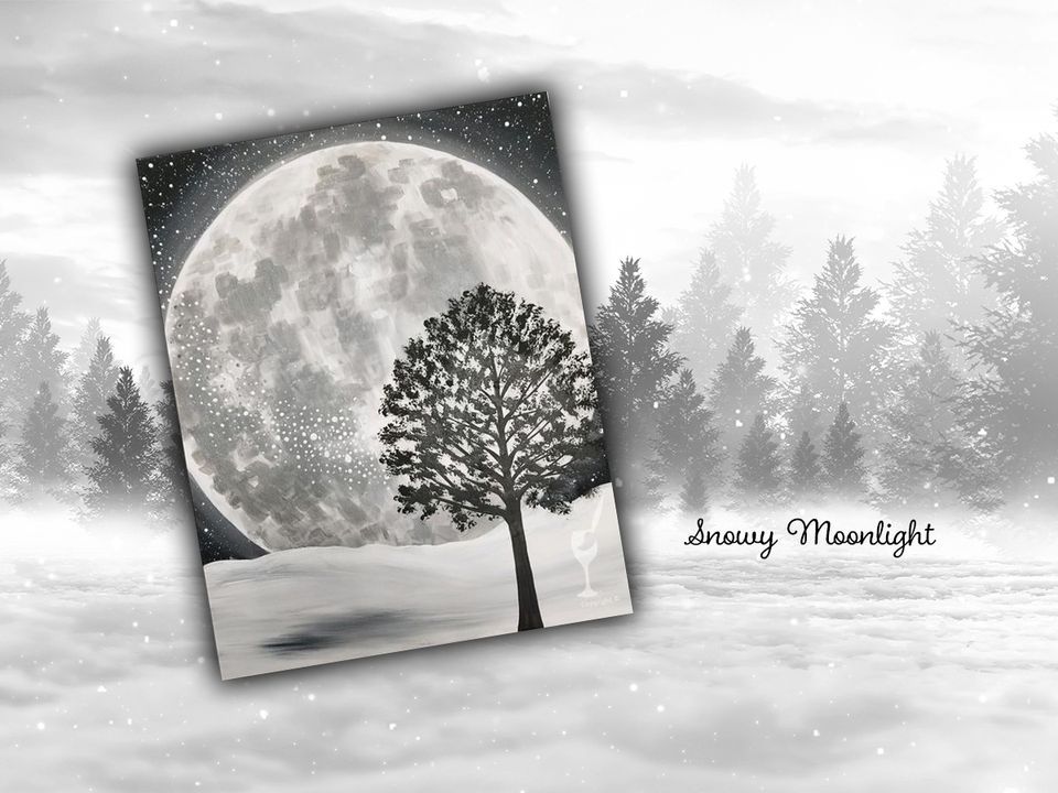 Dramatic Snowy Moonlight, Painting with a Twist (8804 N Michigan Rd