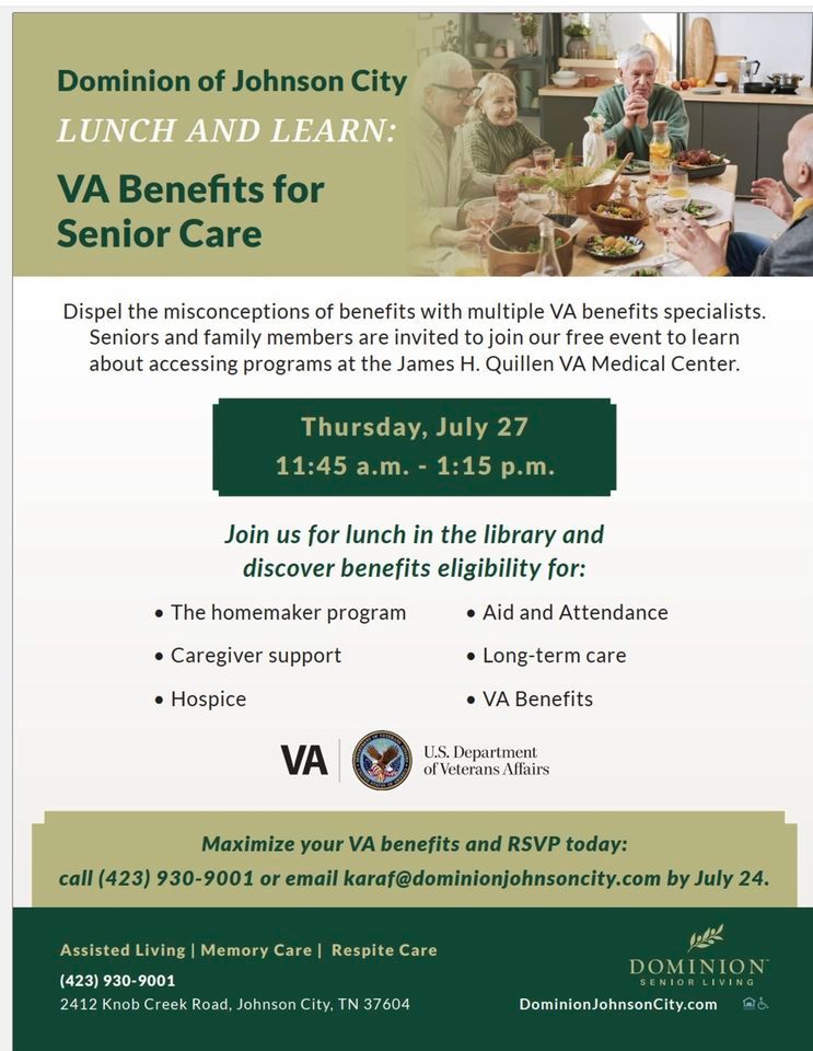 Lunch and Learn, Dominion Senior Living of Johnson City, July 27 2023 |  AllEvents.in