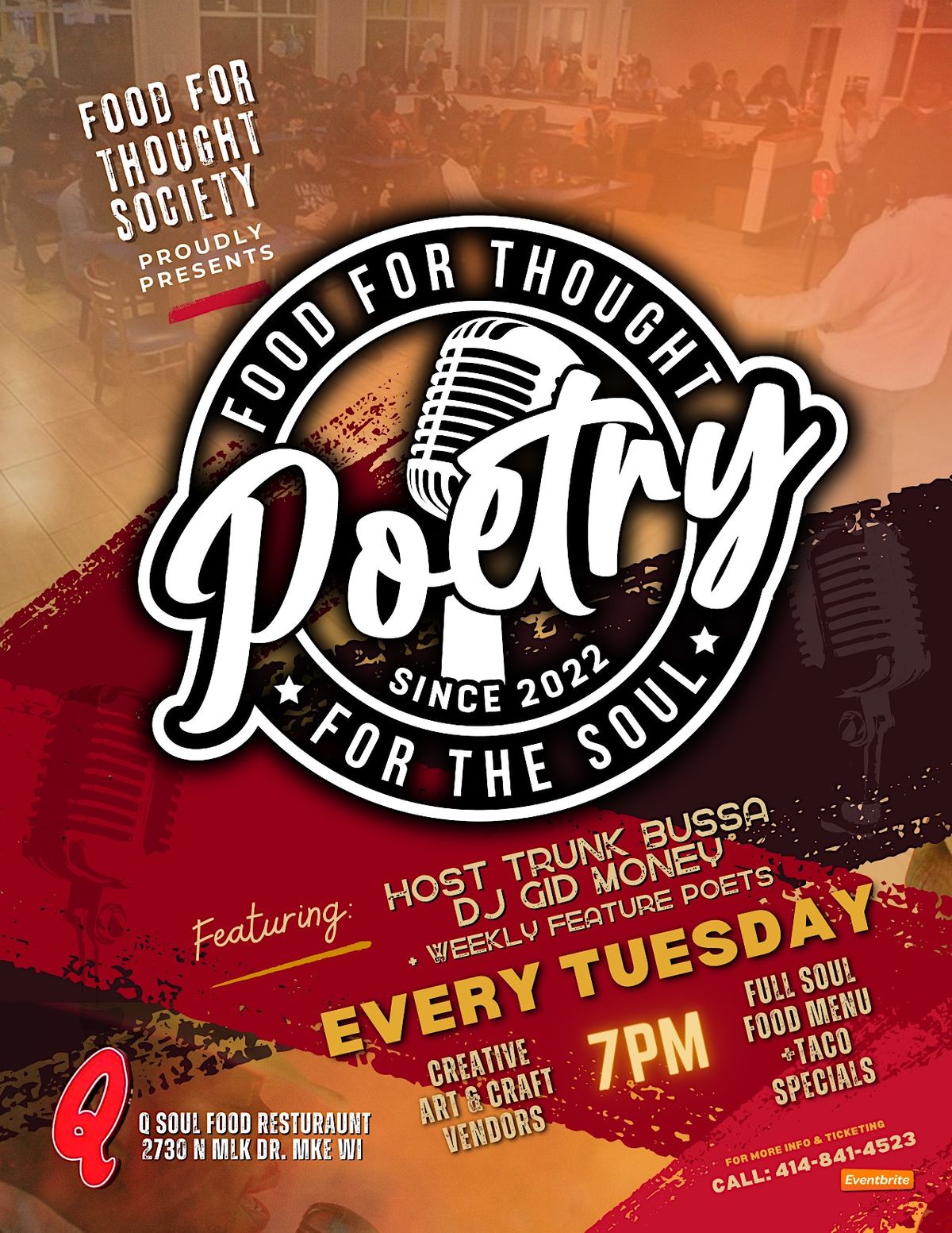 Poetry Night Food For Thought at the Q Bronzeville MKE, The Q