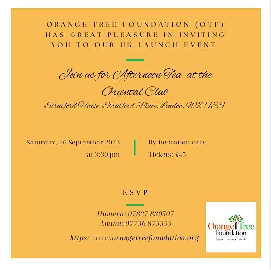 OTF UK Launch Event Afternoon Tea, Oriental Club, London, September