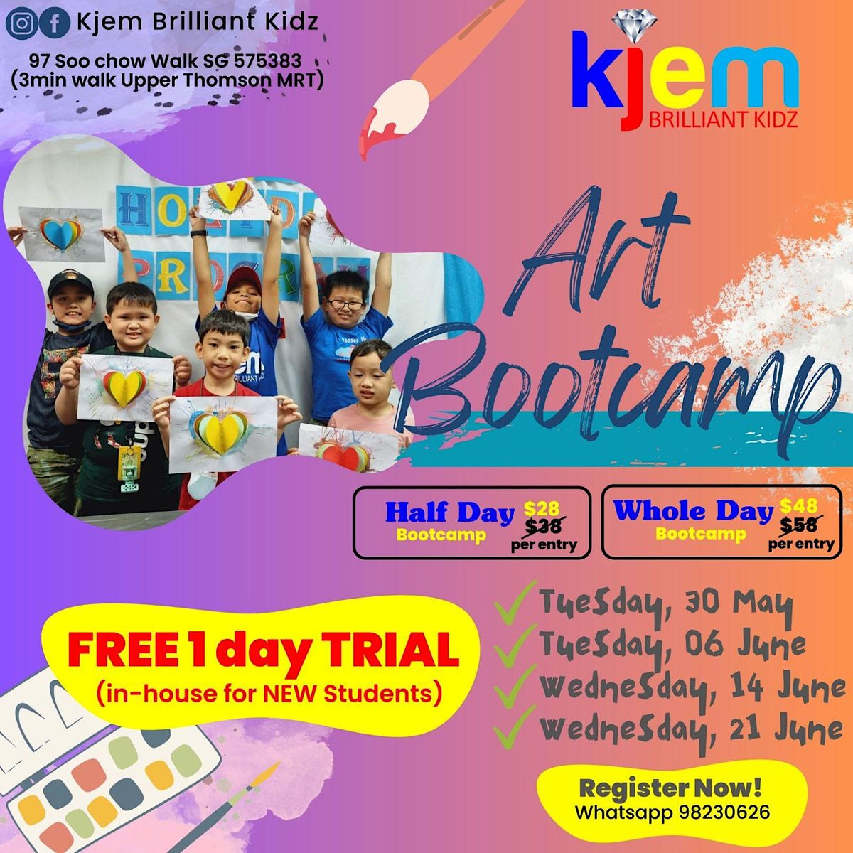 Art Bootcamp June Holiday Programme, Kjem Brilliant Kidz Student Care