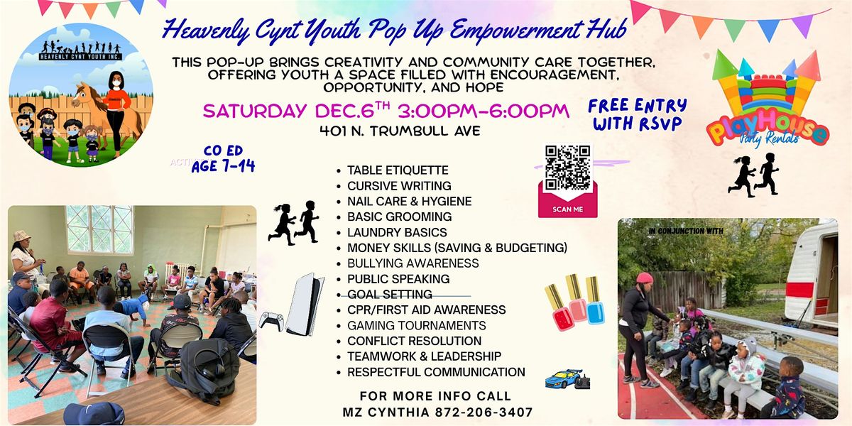 Heavenly Cynt Youth Pop Up Fun Activities Video Games, Life Skills ) Hub, 6 December | Event in Chicago | AllEvents