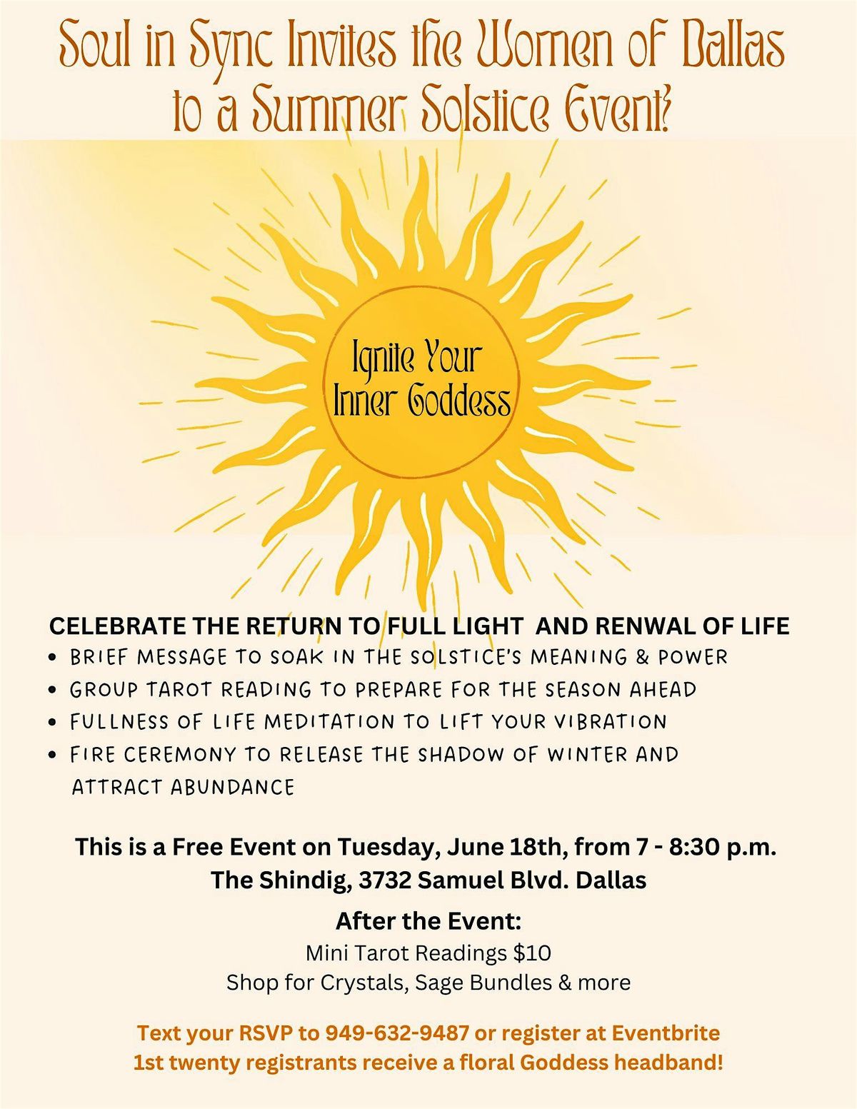 Summer Solstice Event for Women of Dallas!, THE SHINDIG FOOD PARK ...