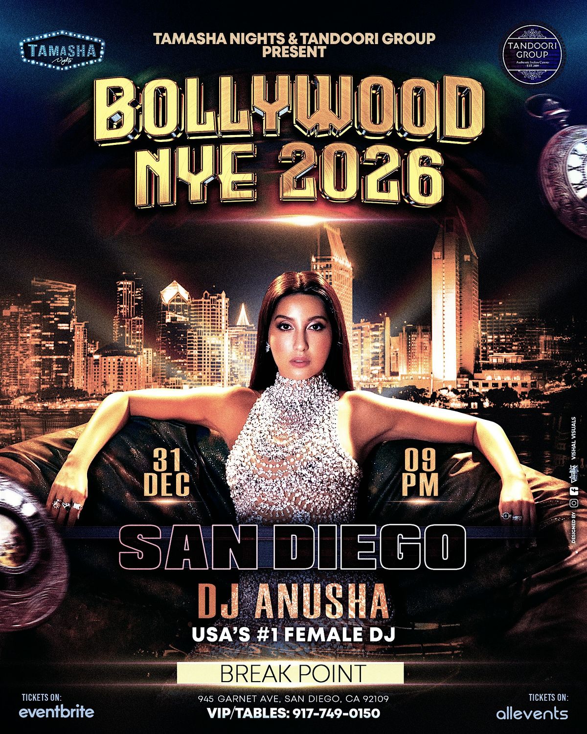 SAN DIEGO BOLLYWOOD NYE 2026 @BREAKPOINT PACIFIC BEACH, 31 December | Event in San Diego | AllEvents