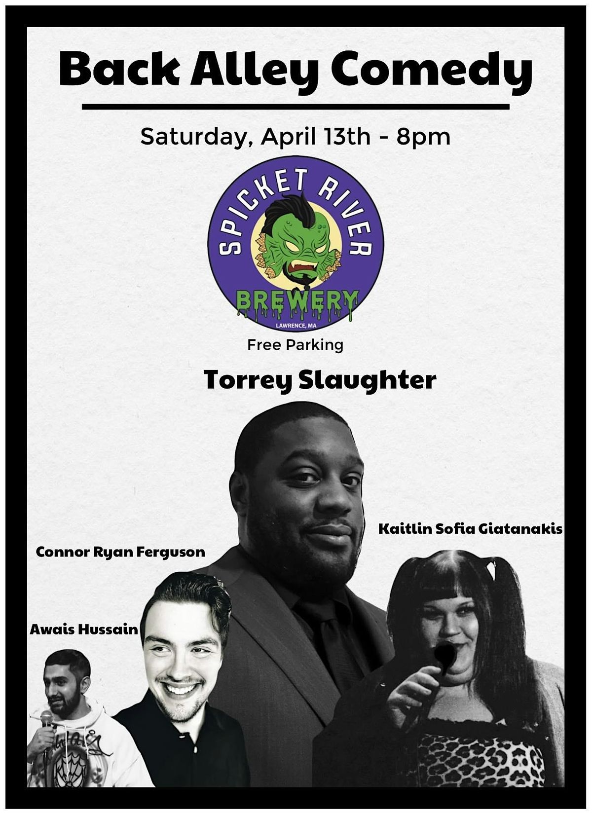 Back Alley comedy Showcase, Spicket River Brewery, Island Street