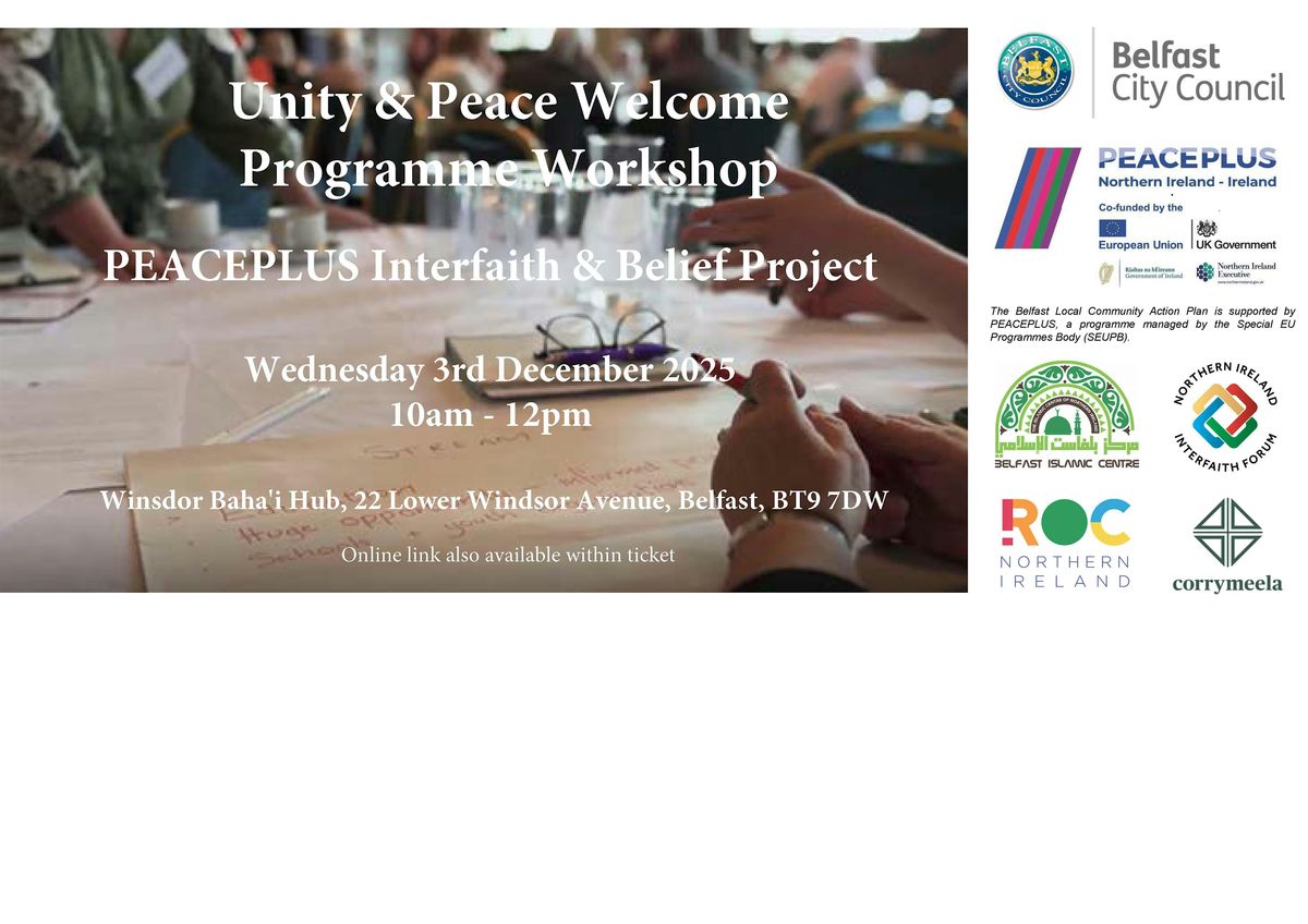 Invitation to Workshop for Unity & Peace Welcome Programme, 3 December | Event in Belfast | AllEvents