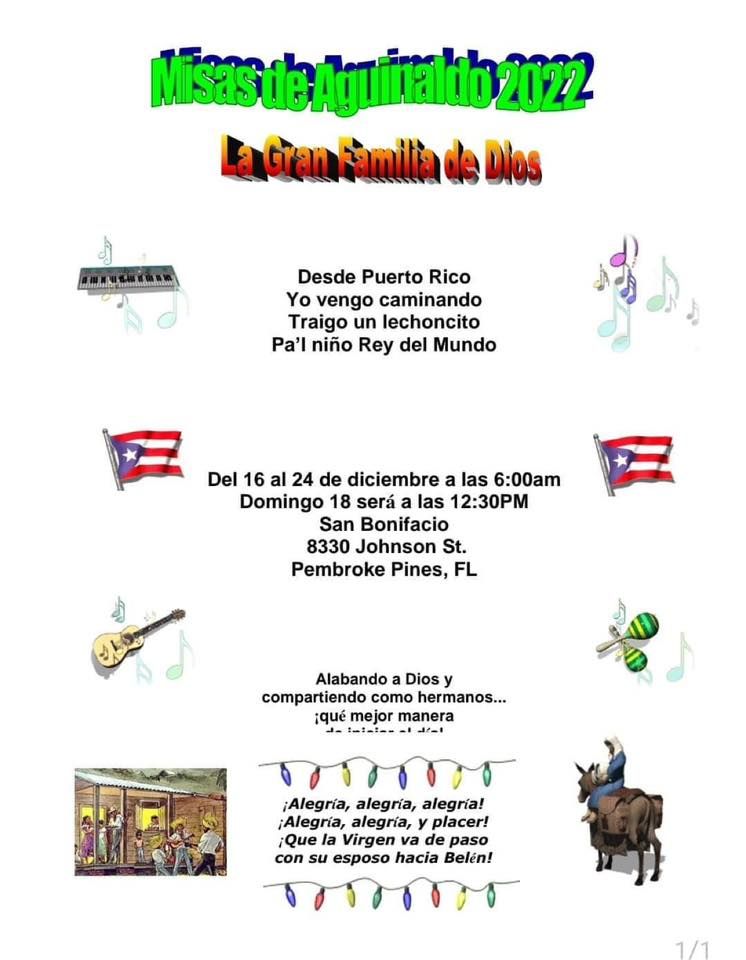 Misas de Aguinaldo, Saint Boniface Roman Catholic Church, Pembroke