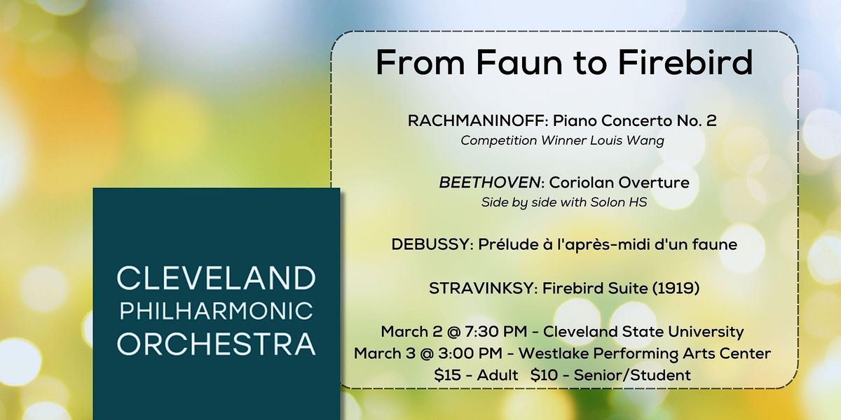 Cleveland Philharmonic From Faun to Firebird, Westlake Performing Arts