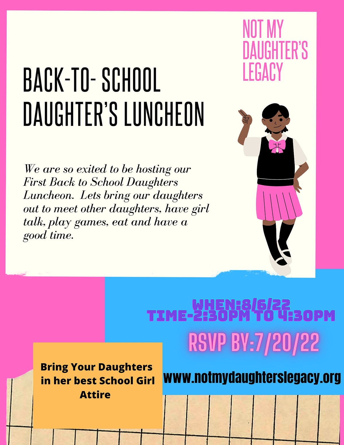 New year celebration in vadodara Not My Daughter’s Legacy Back-To-School Luncheon, August 6 2022 | AllEvents.in