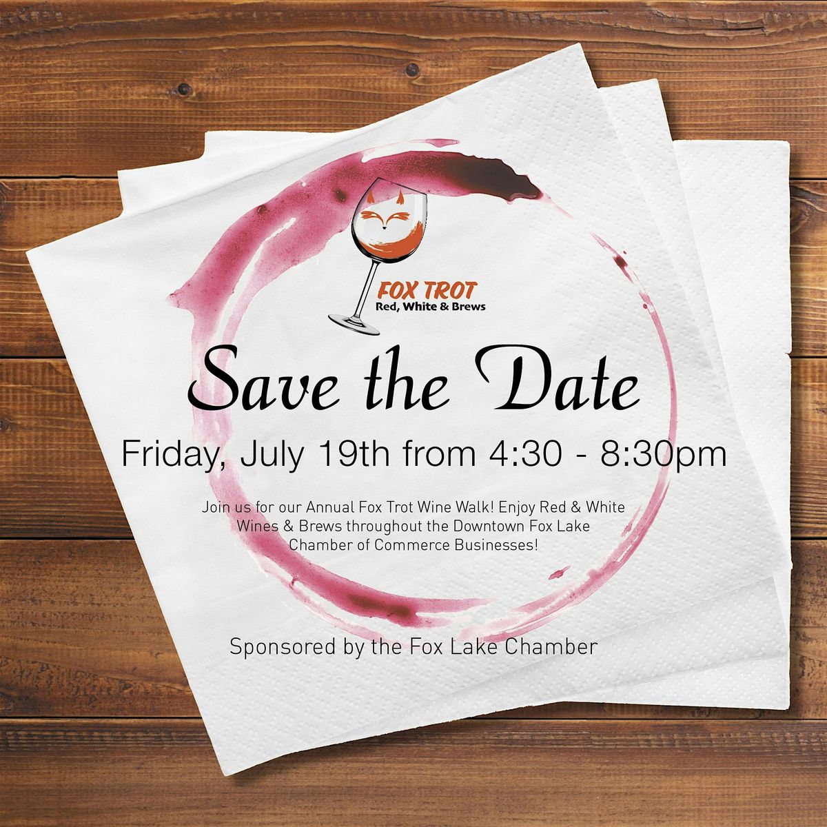 Fox Trot Wine Walk downtown Fox Lake, WI sample Reds, Whites, & Brews