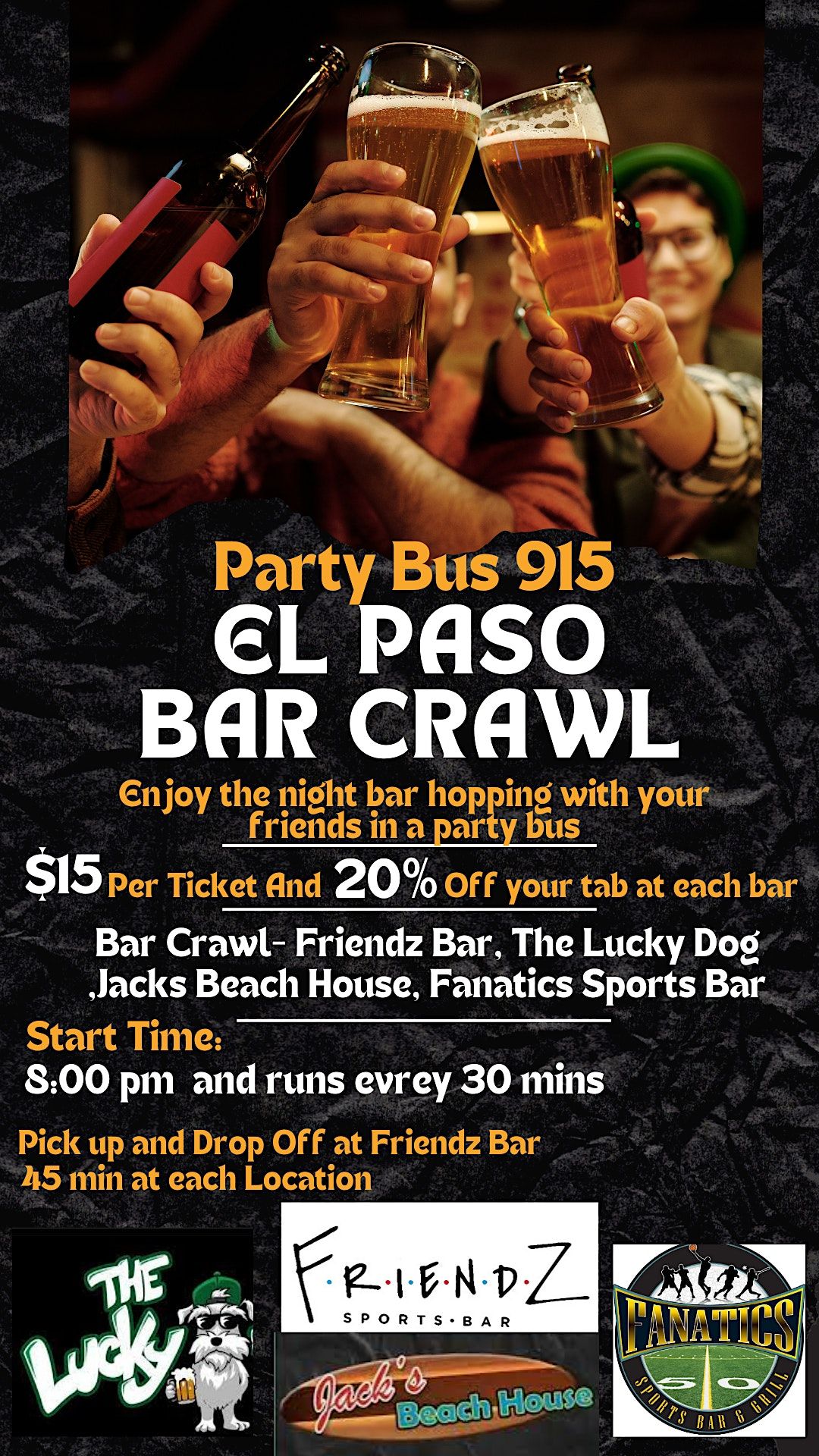 El Paso Bar Crawl, Friendz Sports Bar, El Paso, February 1 2024