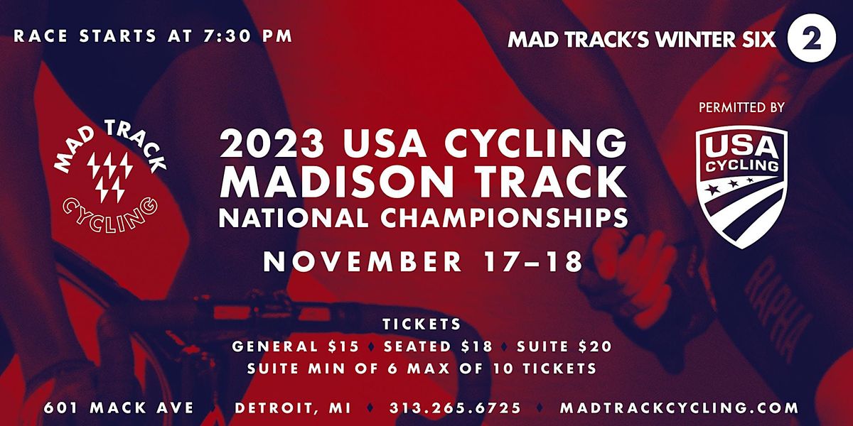 2023 USA Cycling Madison Track National Championships Day 2, Lexus Velodrome, Detroit, November