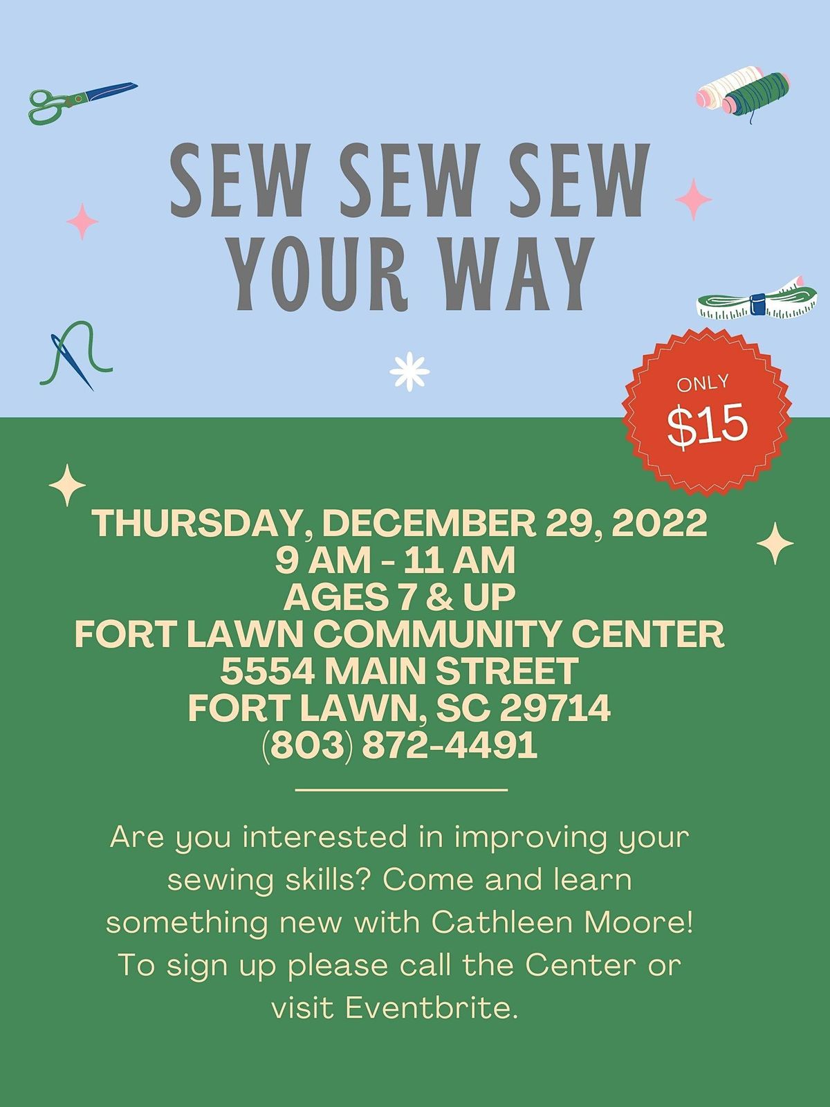 Sew Sew Sew Your Way, Fort Lawn Community Center, December 29 2022