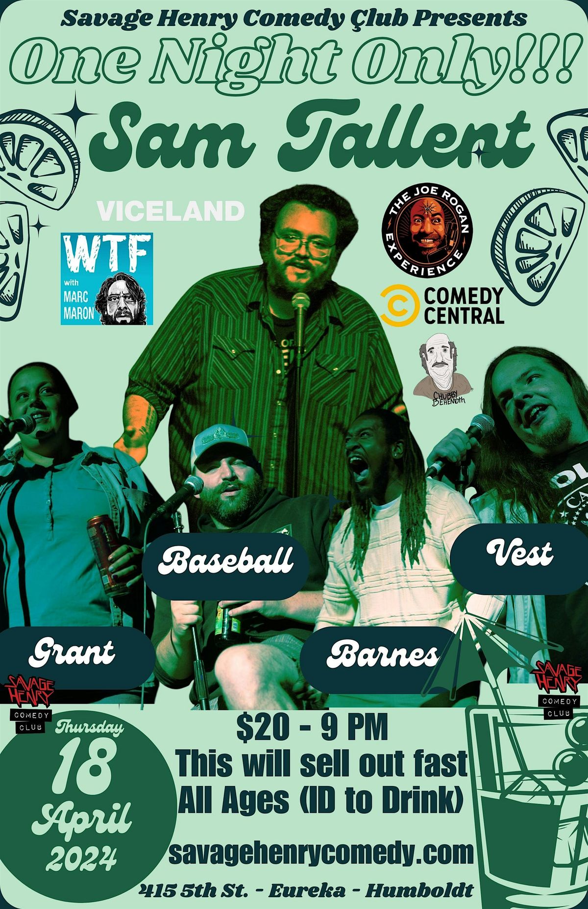 Sam Tallent One Night Only Savage Henry Comedy Club Eureka 18 April sam-tallent-one-night-only-savage-henry-comedy-club-eureka-18-april