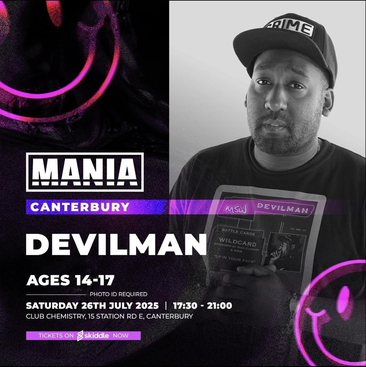 Mania U18: CANTERBURY w/ DEVILMAN, 26 July | Event in Canterbury | AllEvents