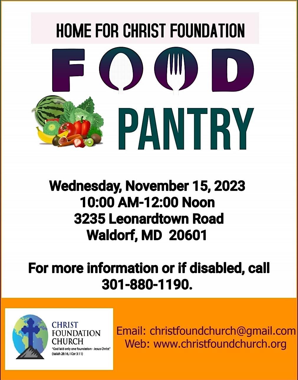 December Food Pantry, Christ Foundation Church, Waldorf, December 20