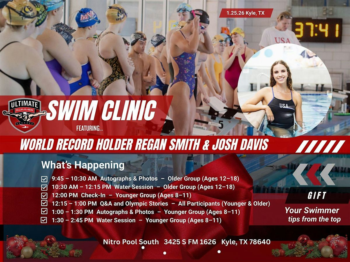 WORLD RECORD HOLDER REGAN SMITH & JOSH DAVIS BREAKOUT SWIM CLINIC, 25 January | Event in Kyle | AllEvents