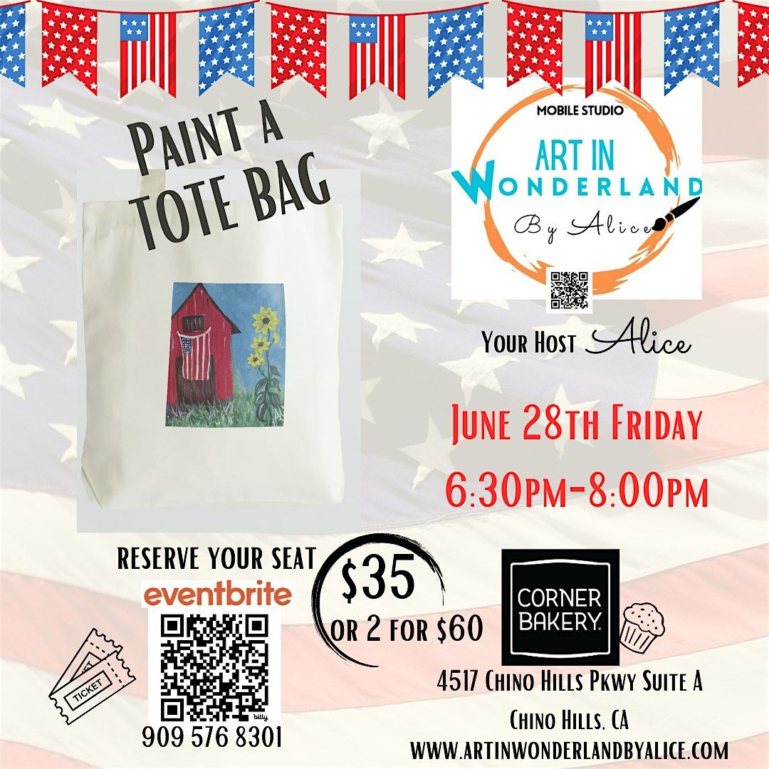 Paint a Tote Bag Corner Bakery, Corner Bakery, Chino Hills, 28 June