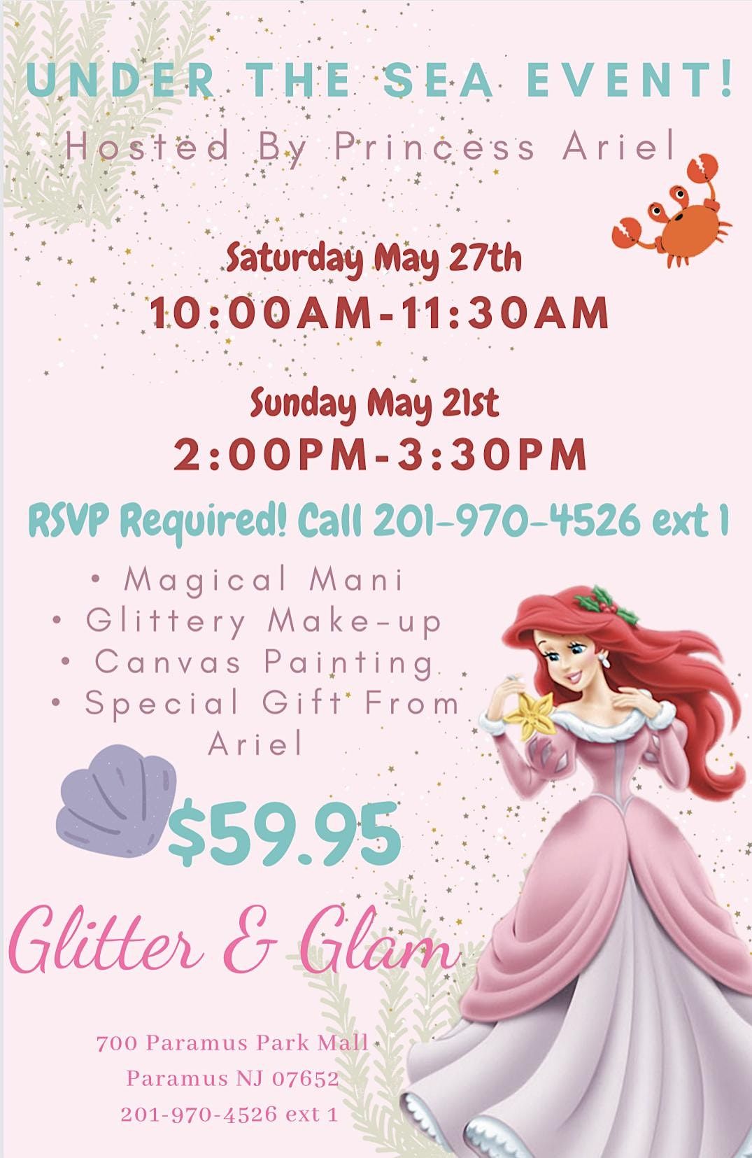 Under The Sea Event With Princess Ariel!, Glitter & Glam, Paramus, 21