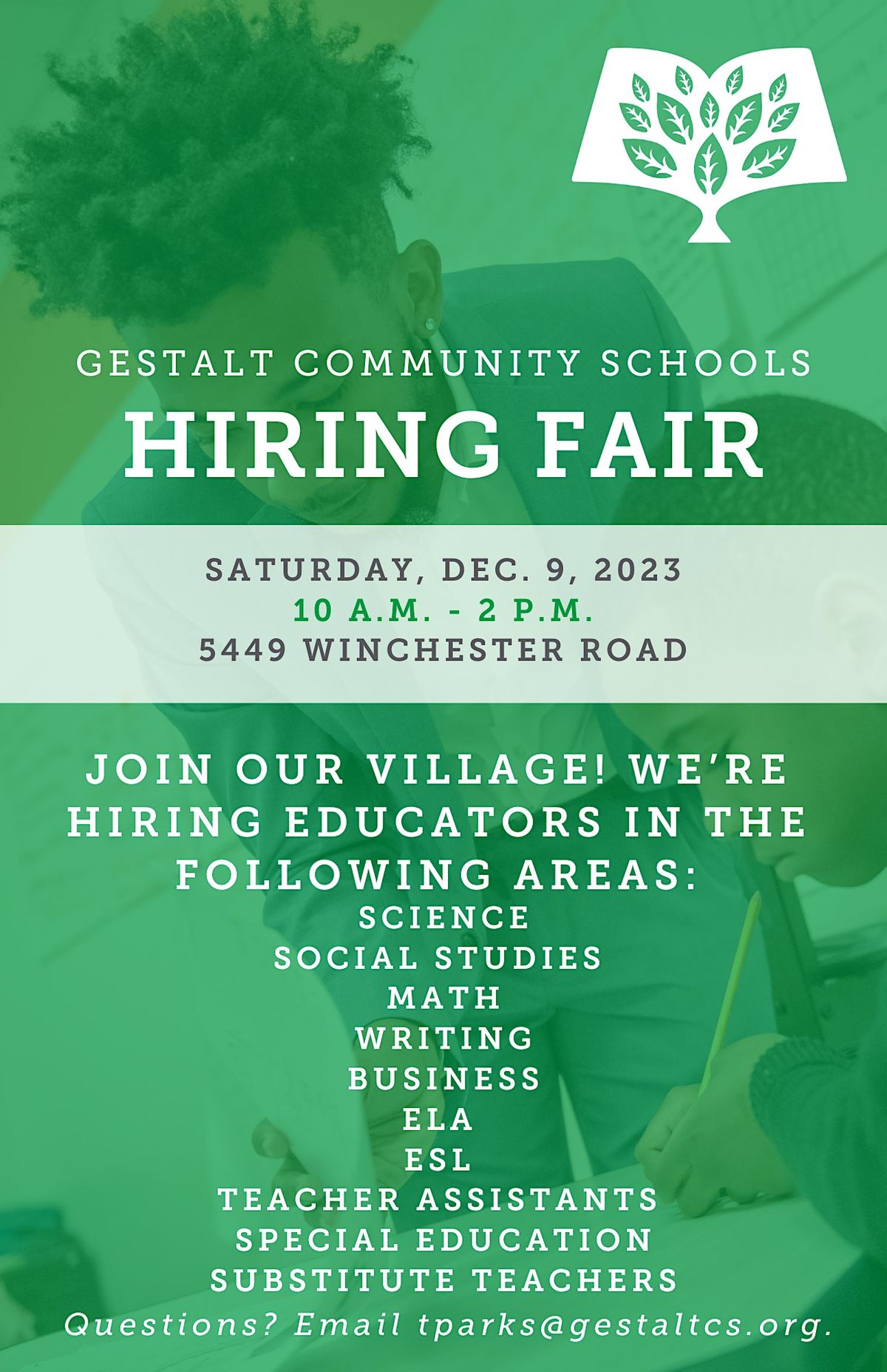 Gestalt Community Schools Hiring Fair, 5449 Winchester Rd, Memphis