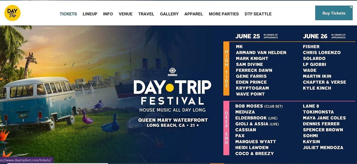 Day Trip festival, Queen Mary Couture, Long Beach, November 26 to