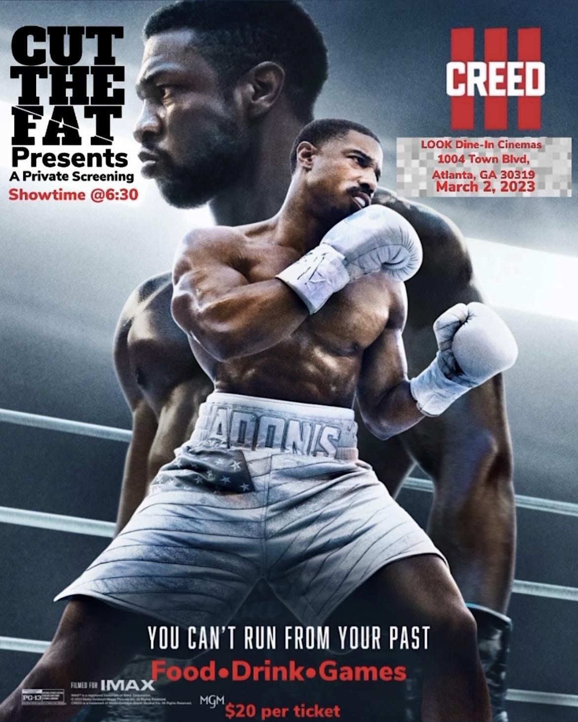 CUT THE FAT NOW PRIVATE CREED III SCREENING, LOOK DineIn Cinemas