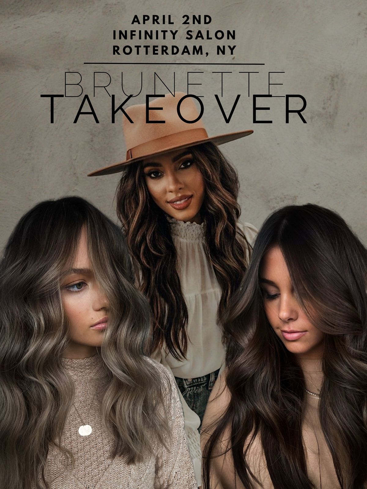 Brunette Takeover, Infinity hair salon and studio, Schenectady, April 2 2023 Brunette Takeover, Infinity hair salon and studio, Schenectady, April 2 2023