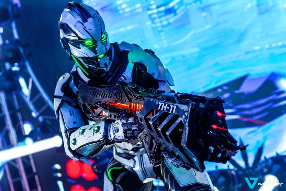 MegaCon Cosplay After Party Life size Robot Suits Dark