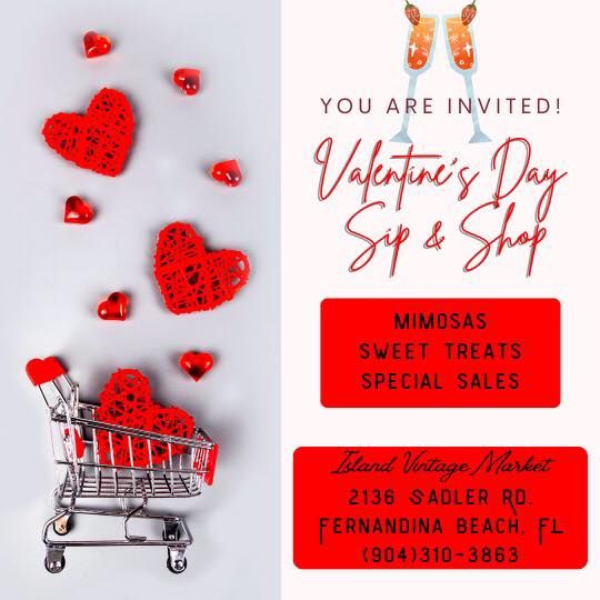 Valentines Day Sip & Shop, Island Vintage Market, Fernandina Beach