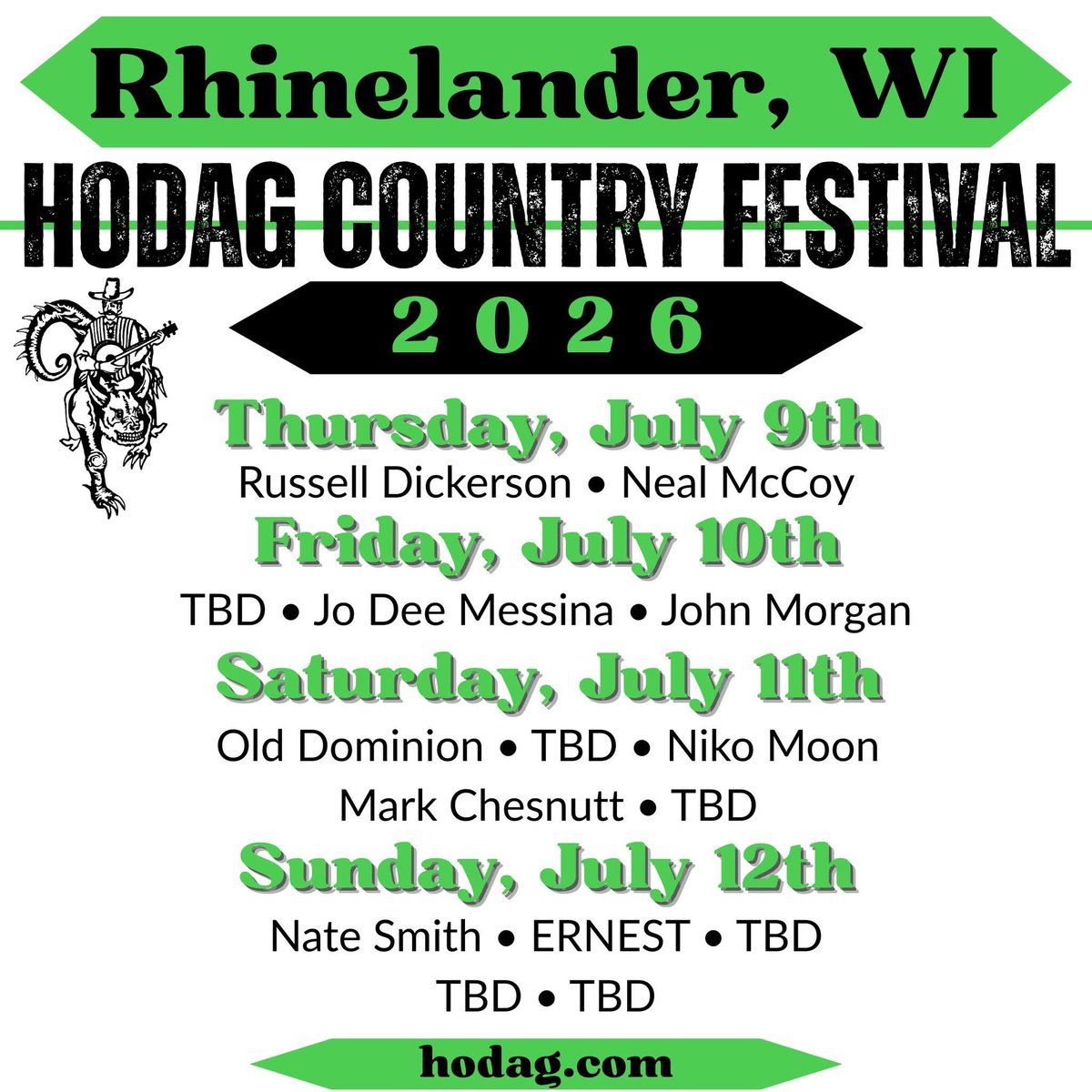 Hodag Country Festival: Nate Smith & Ernest - Sunday, 11 July | Event in Rhinelander | AllEvents