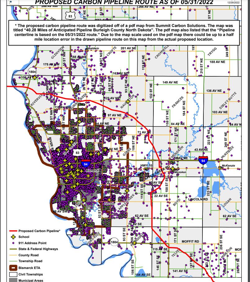 LAST CHANCE! / 24INCH "CO2 PIPELINE" PLAN WRAPS NORTH & EAST BISMARCK