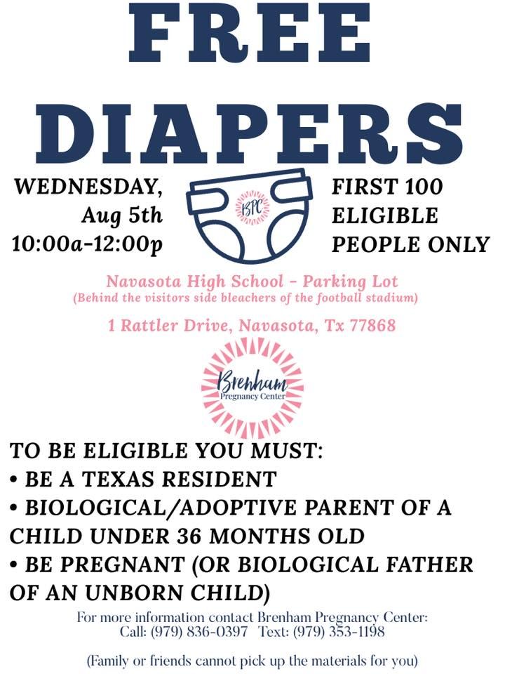 FREE DIAPERS NAVASOTA, Navasota High School, August 5 2023 AllEvents.in