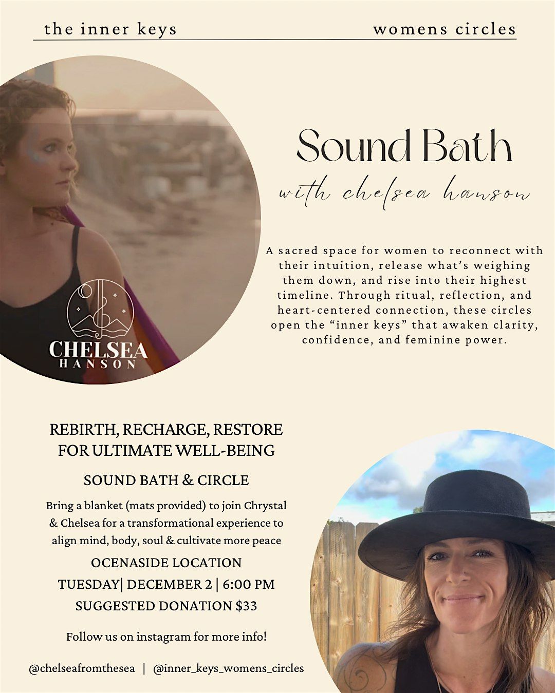 Women’s Circle & Sound Bath, 2 December | Event in Oceanside | AllEvents