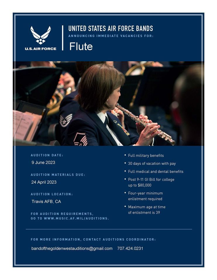 Flute audition travis afb fairfield 9 june 2023 allevents in