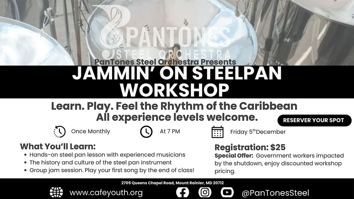 Jammin' on Steelpan Workshop, 5 December | Event in Mount Rainier | AllEvents