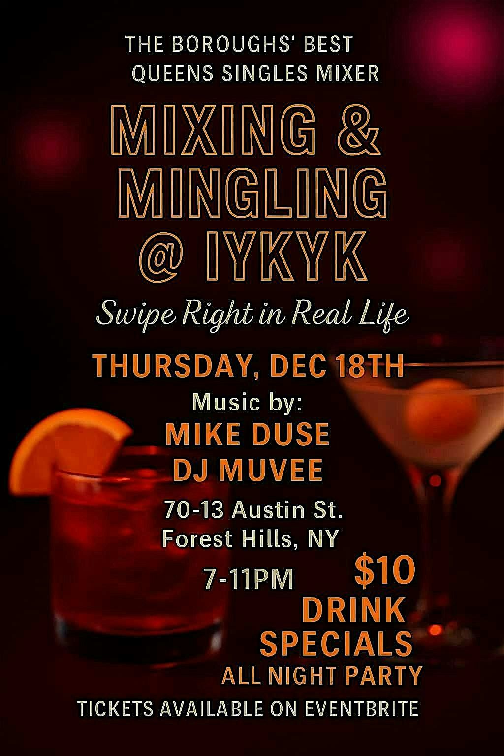 IYKYK Singles Mixer, 18 December | Event in Queens | AllEvents