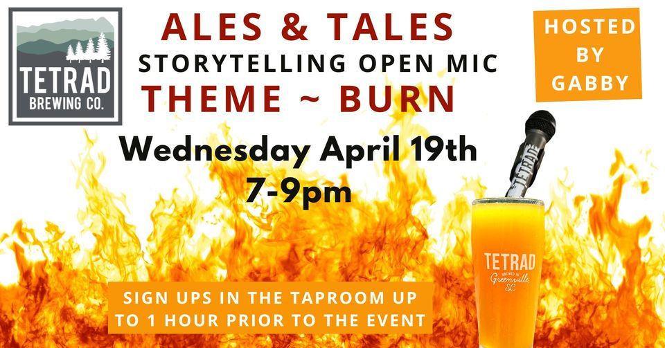 Ales & Tales, a Storytelling Experience. Theme Burn, Tetrad Brewing