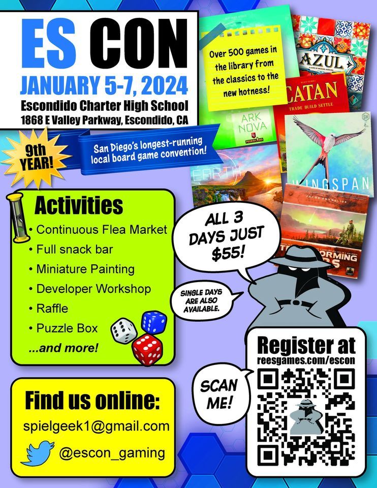 EsCon Boardgame Convention, Escondido Charter High School 1868 E Valley